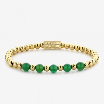 Rebel & Rose Jewelry Bracelet Yellow Gold meets Green Harmony 6mm Yellow Gold Plated S - 614706