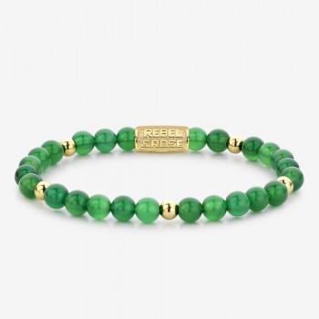 Rebel & Rose Jewelry Bracelet Green Harmony 6mm Yellow Gold Plated S - 614705