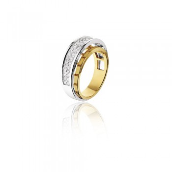 14 krt gouden bicolor ring met diamant 4-0.08/12-0.35/14-0.58 F VSI - 608010