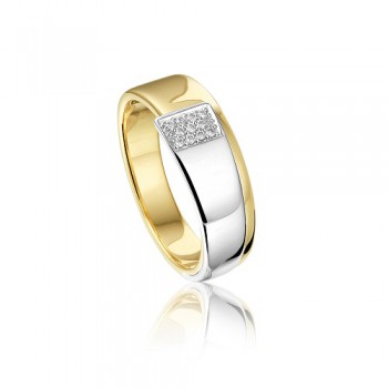14 krt bicolor gouden ring met diamant 11-0.16crt H SI - 613270