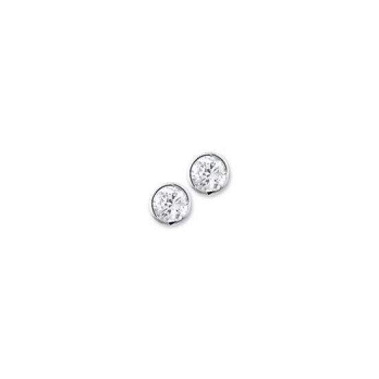 Zilver gerhodineerd oorknoppen zirkonia 5.5mm - 601873