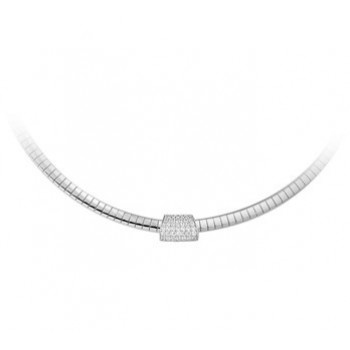 Zilver omega collier met zirkonia hanger - 604858