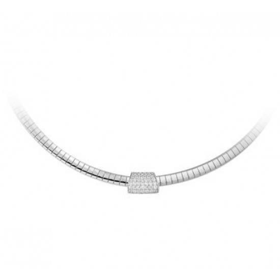 Zilver omega collier met zirkonia hanger - 604858