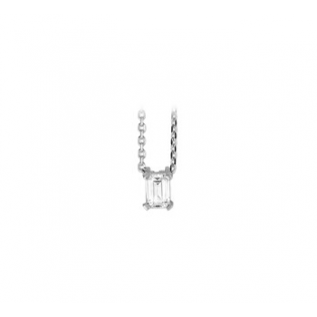 Zilver gerhodineerd collier met zirkonia hanger - 604868