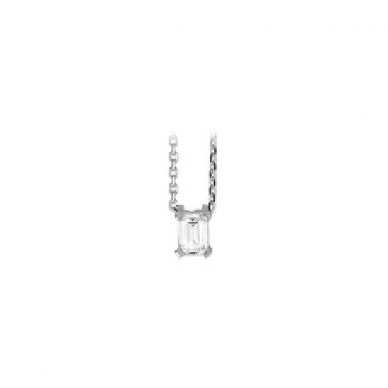 Zilver gerhodineerd collier met zirkonia hanger - 604868