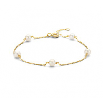 14krt gouden armband met zoetwaterparel 16.5-18.5cm - 616245