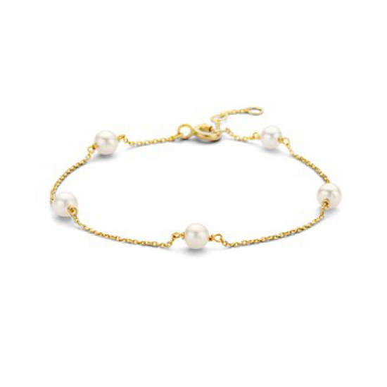 14krt gouden armband met zoetwaterparel 16.5-18.5cm - 616245