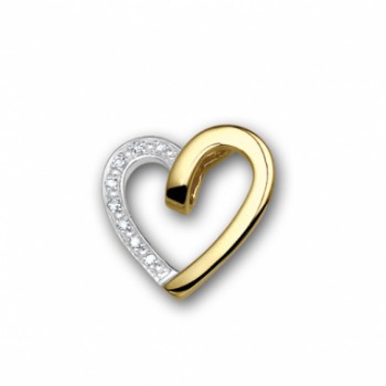 14krt gouden bicolor harthanger met diamant 0.04crt SI - 605101