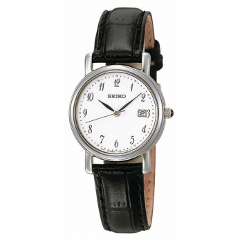 Seiko Dames Staal saffierglas zwart leer datum SXDA13P1 - 605218