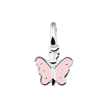 Zilver hanger vlinder roze emaille - 605447 Zilver hanger vlinder roze emaille - 605447