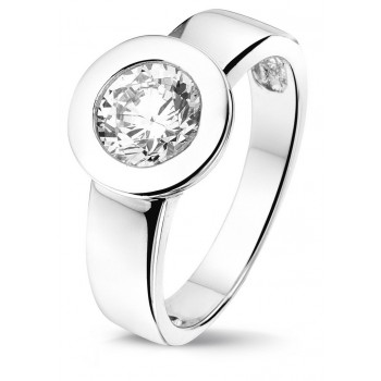 Zilveren ring met zirkonia maat 17.75 - 605498