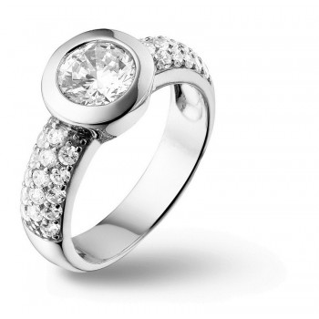 Zilveren ring met zirkonia maat 18.5 - 605505