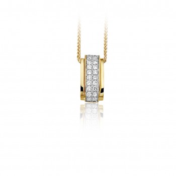 14krt bicolor gouden hanger met diamant 8-0.28/12-0.49 ct  F/VSI - 605675