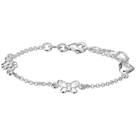 Zilveren armband hart/vlinder/bloem 13-15cm - 607623