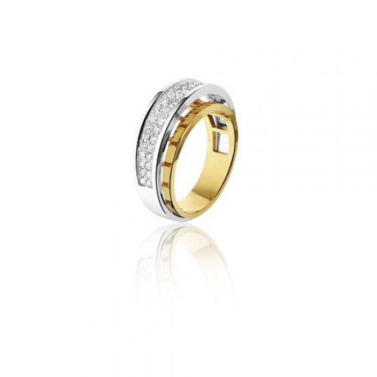 14krt bicolor gouden ring met diamant 4-0.08/12-0.35/14-0.58 F VSI - 608010