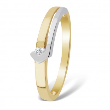 14 krt bicolor gouden ring met diamant 1-0.03crt H/SI - 608288