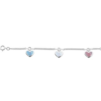 Zilveren bedel hartjes armband parelmoer 13-15cm - 608465