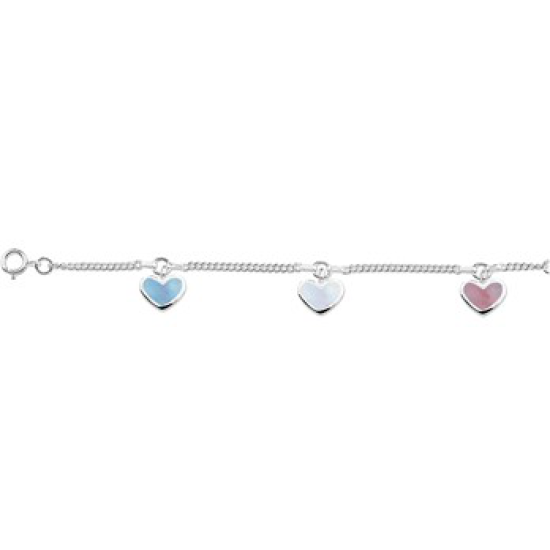 Zilveren bedel hartjes armband parelmoer 13-15cm - 608465