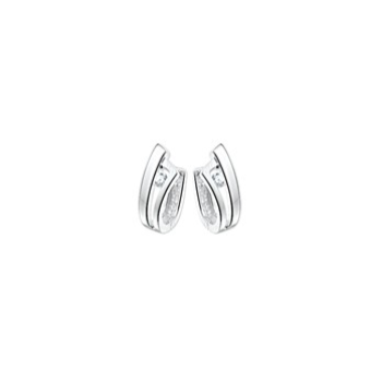 Zilveren klapcreolen poli/mat met zirkonia 6/14mm - 608577