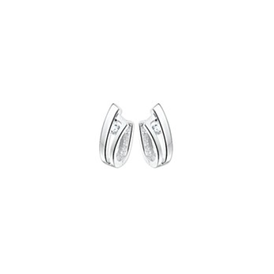 Zilveren klapcreolen poli/mat met zirkonia 6/14mm - 608577