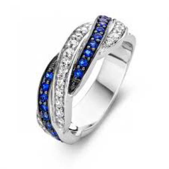 Rosa di Luca zilveren ring met zirkonia d.blauw maat 56 - 608680 Rosa di Luca zilveren ring met zirkonia d.blauw maat 56 - 608680