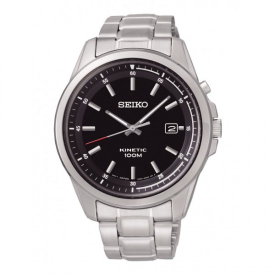 Seiko Kinetic Staal Zwart datum 100mtr SKA677P1 - 608737