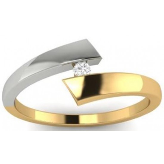 14 krt bicolor gouden ring met diamant 1-0.04crt H SI - 610017