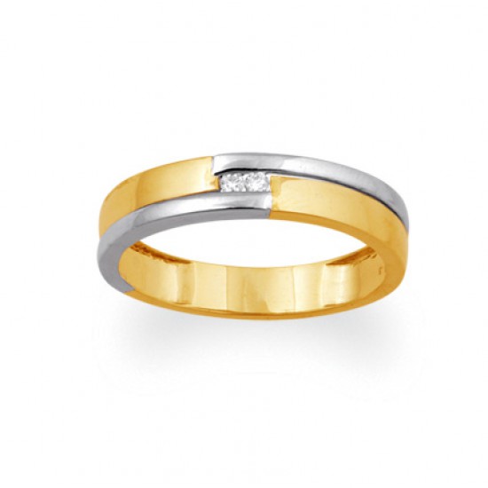 14krt bicolor gouden ring met diamant 2-0.03crt H SI - 610021