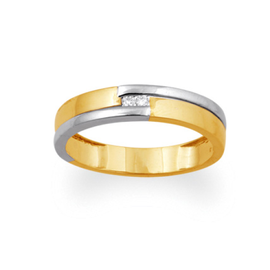 14krt bicolor gouden ring met diamant 2-0.03crt H SI - 610021