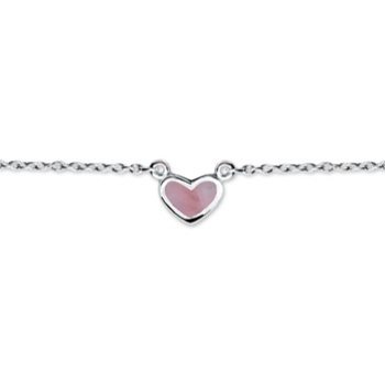 Zilveren collier met emaille hartjes hanger 36-38cm - 610037