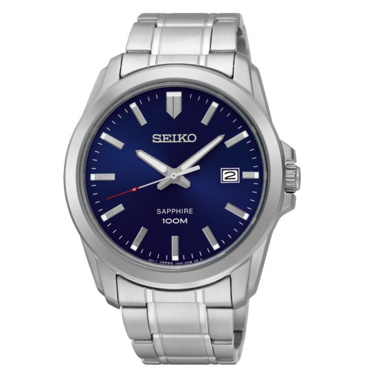 Seiko Staal blauw saffier datum 100mtr SGEH47P1 - 610099