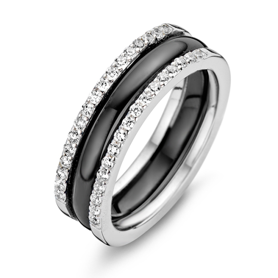 Rosa di Luca zilveren ring zikonia zwart keramiek - 610142 Rosa di Luca zilveren ring zikonia zwart keramiek - 610142