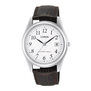 Lorus herenhorloge staal bruin leer 50mtr RS965BX9 - 610502