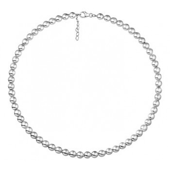 Zilver gerhonineerd collier bolletjes 6 mm hol 42-45cm - 610497