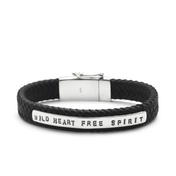 S!LK Armband Alpha Leather Black 'Wild Heart free Spirit' 852BLK.21 - 610553