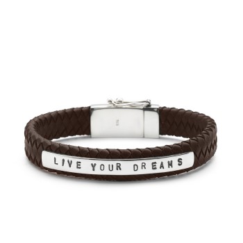 S!LK Armband Alpha Leather Brown 'Live Your Dreams' 851BRN.19 - 610554