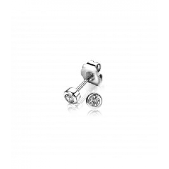 ZINZI zilveren oorknopjes zirkonia gladde zetting 4mm ZIO1177 - 610088