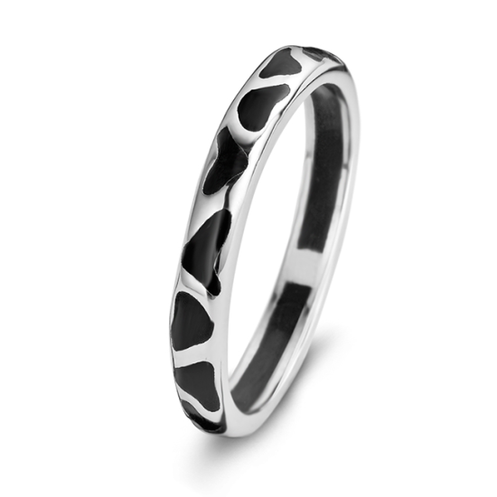 Rosa di Luca zilveren aanschuifring emaille vlekjes maat 58 - 610109 Rosa di Luca zilveren aanschuifring emaille vlekjes maat 58 - 610109