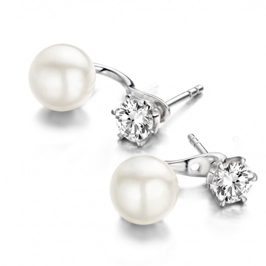 Moments Silver Oorknoppen met oorachterhangers 72644AW - 610855
