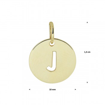 14 krt gouden letter bedel rond letter uitgezaagd J - 617056