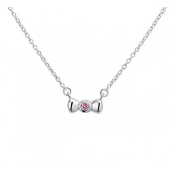 Zilveren collier strikje met zirkonia roze 36-38cm - 613069