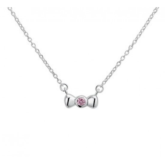 Zilveren collier strikje met zirkonia roze 36-38cm - 613069