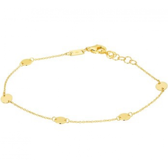 14krt gouden armband met cirkels 5x 16.5-18.5cm - 613092