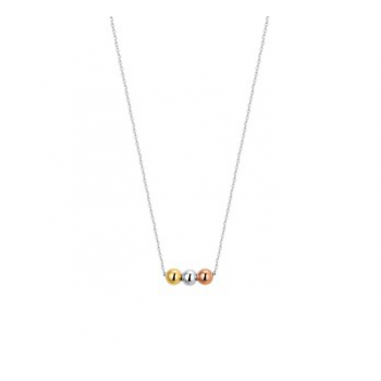 14krt witgouden collier met tricolor gouden balletjes 3mm 40-44cm - 611292