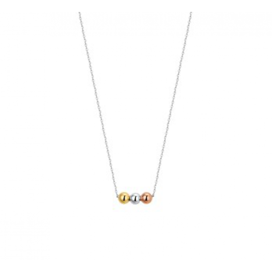 14krt witgouden collier met tricolor gouden balletjes 3mm 40-44cm - 611292