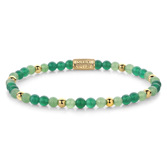 Rebel & Rose Jewelry Bracelet Green Morning Vibes 4mm gold plated S - 618514