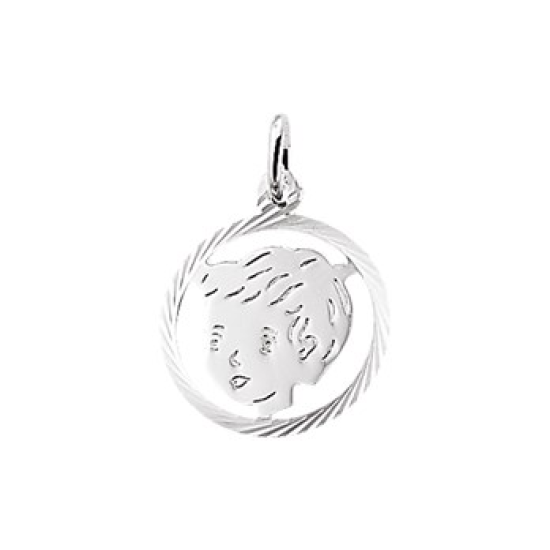 Zilver kinderkopje jongen met rand - 616116 Zilver kinderkopje jongen met rand - 616116