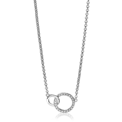 ZINZI zilveren collier 2 ronde vormen inelkaar 1x zirkonia ZIC1782 - 613809 ZINZI zilveren collier 2 ronde vormen inelkaar 1x zirkonia ZIC1782 - 613809