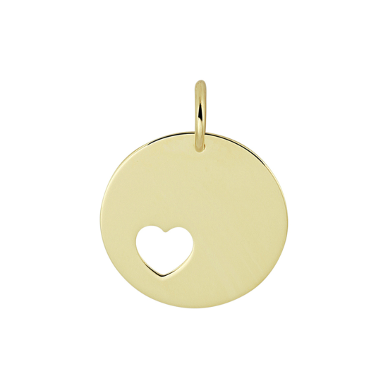 14krt gouden graveerhanger rond met hartje uitgezaagd 13mm - 614186 14krt gouden graveerhanger rond met hartje uitgezaagd 13mm - 614186