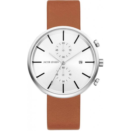 Jacob Jensen Watch Linear Cognac/Steel Chrono 622 - 611814